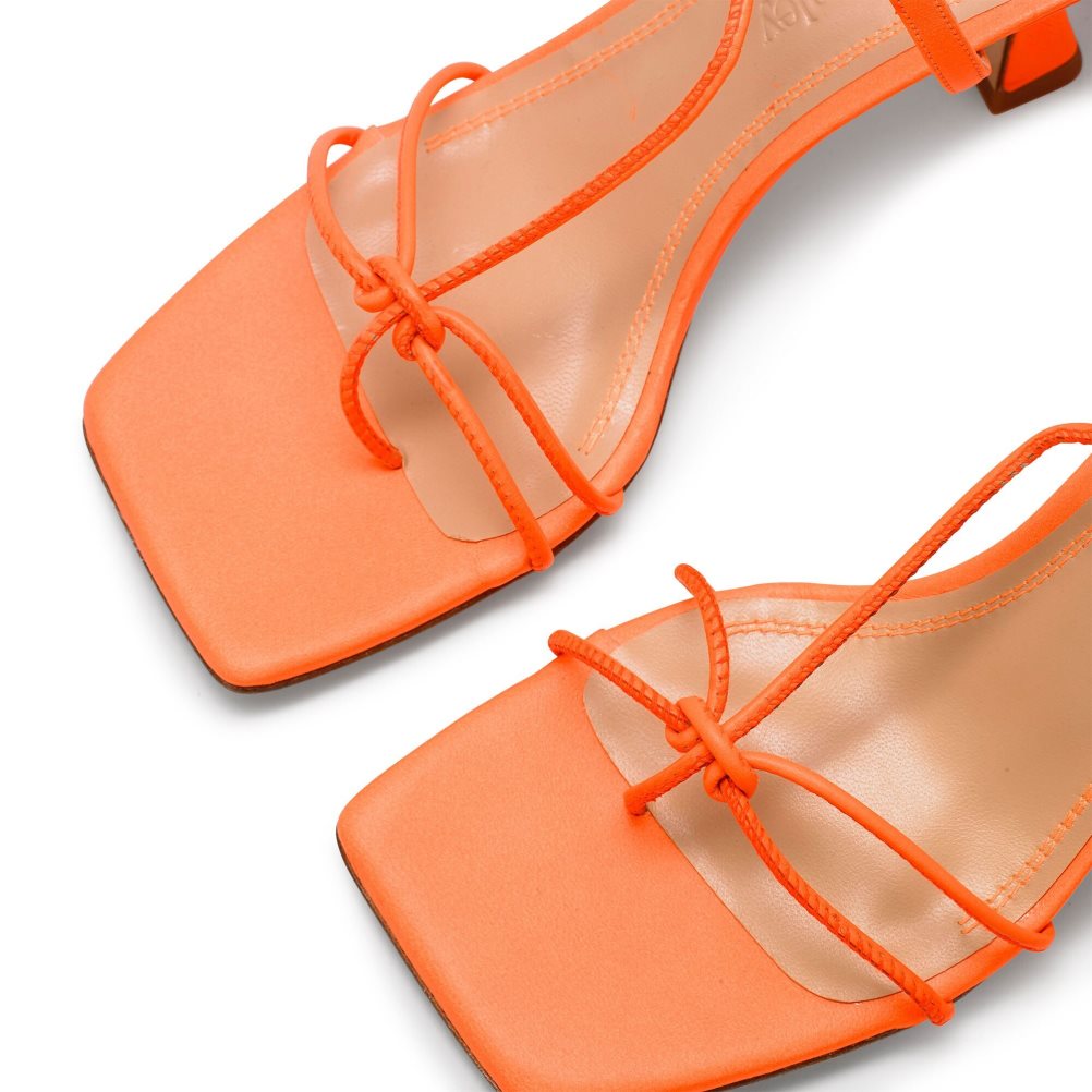 Russell & Bromley Noodles Skinny Rem Sandaler Klack Dam Orange | KOQWD-1463