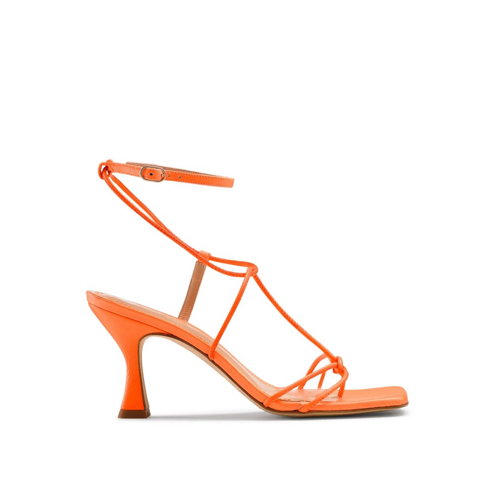 Russell & Bromley Noodles Skinny Rem Sandaler Klack Dam Orange | KOQWD-1463