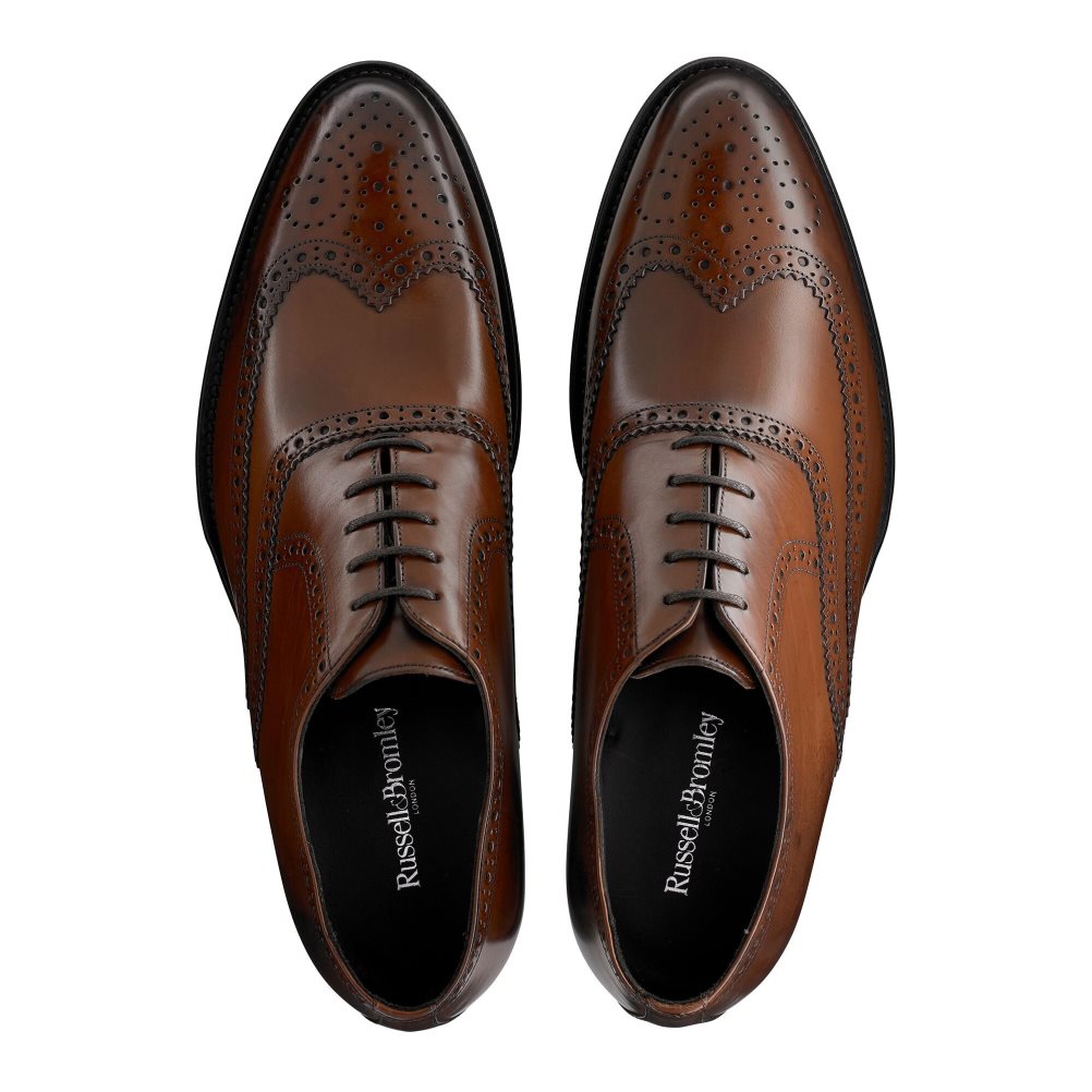 Russell & Bromley Oak Antiqued Brogue Oxford Formella Skor Herr Mörkbruna | VPIDJ-3245