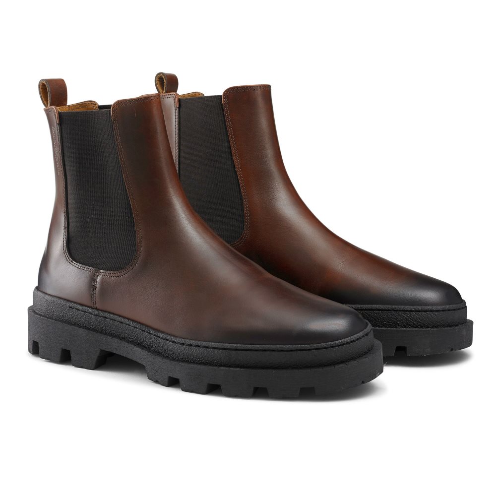 Russell & Bromley Off Grid Tjock Sole Chelsea Stövlar Herr Mörkbruna | DCHNV-6457