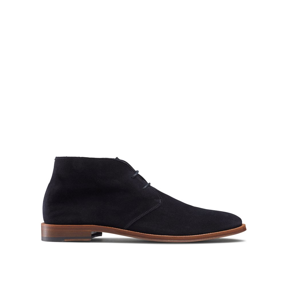 Russell & Bromley Pall Mall Unlined Chukka Stövlar Herr Marinblå | EQRXI-5483