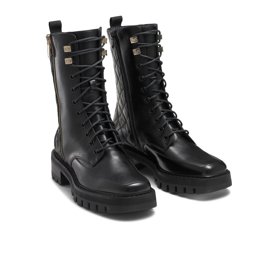 Russell & Bromley Parade Square Tå Militärkängor Dam Svarta | DMWLP-5902