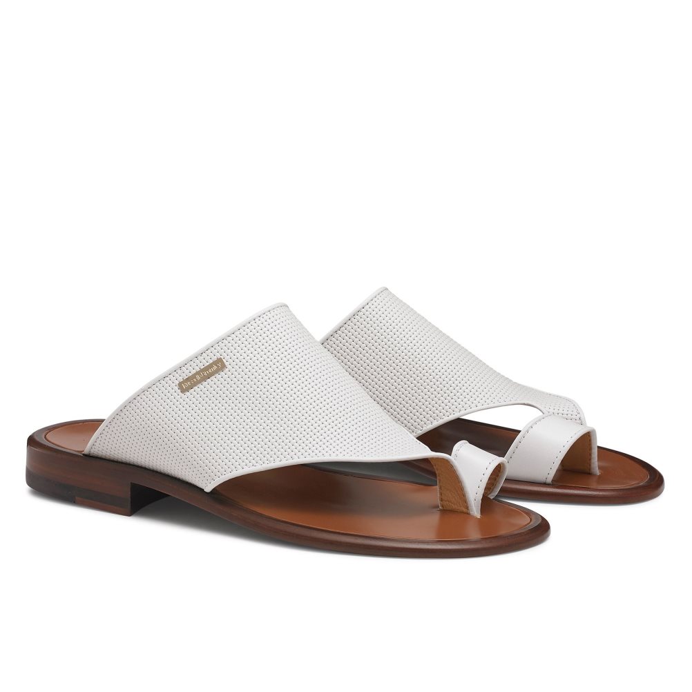 Russell & Bromley Perugia Tå Loop Sandaler Herr Vita | PRCIG-6108
