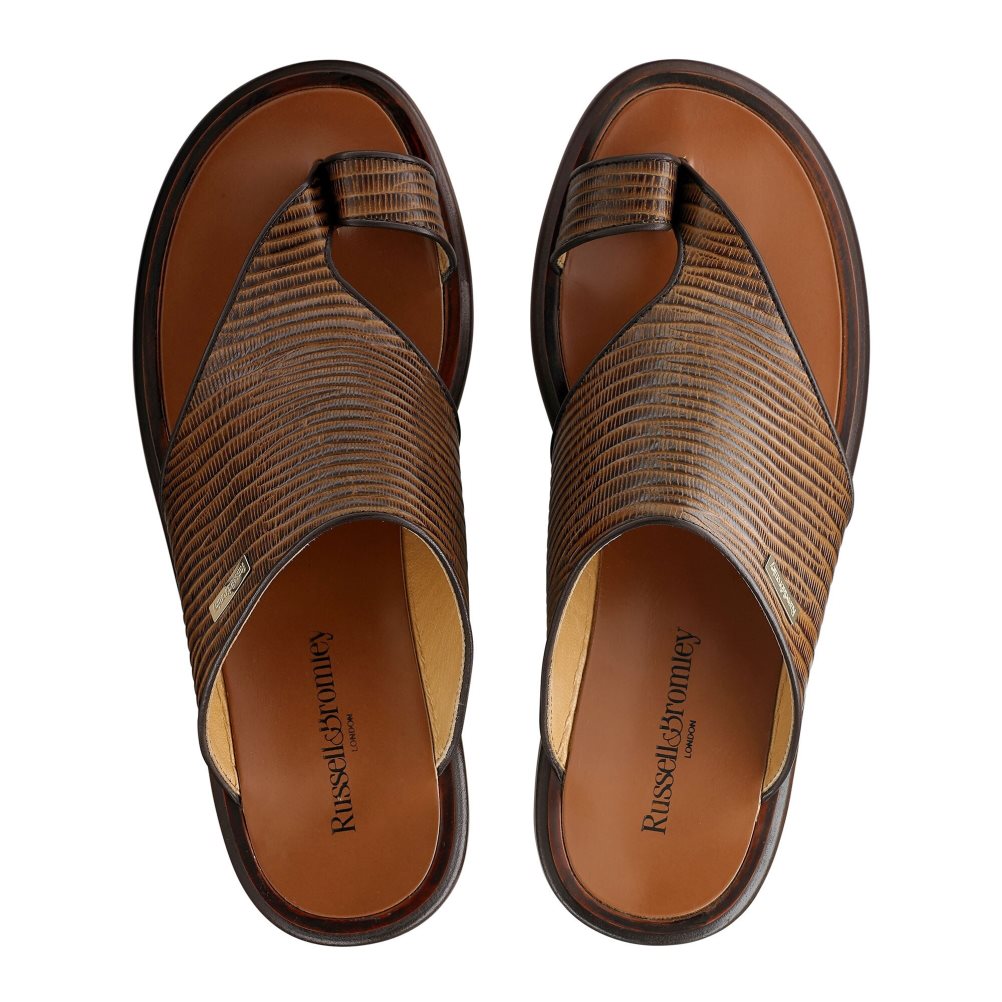 Russell & Bromley Perugia Tå Loop Sandaler Herr Bruna | QLBFW-6715