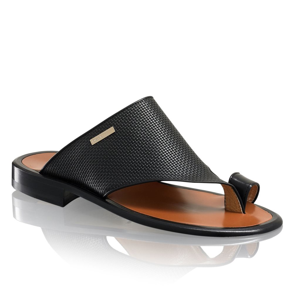 Russell & Bromley Perugia Tå Loop Sandaler Herr Svarta | ZYMGW-7961