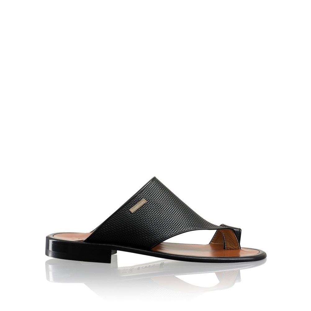 Russell & Bromley Perugia Tå Loop Sandaler Herr Svarta | ZYMGW-7961