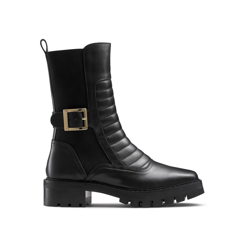 Russell & Bromley Pillion Square Tå Biker Stövlar Dam Svarta | GMIAS-8963
