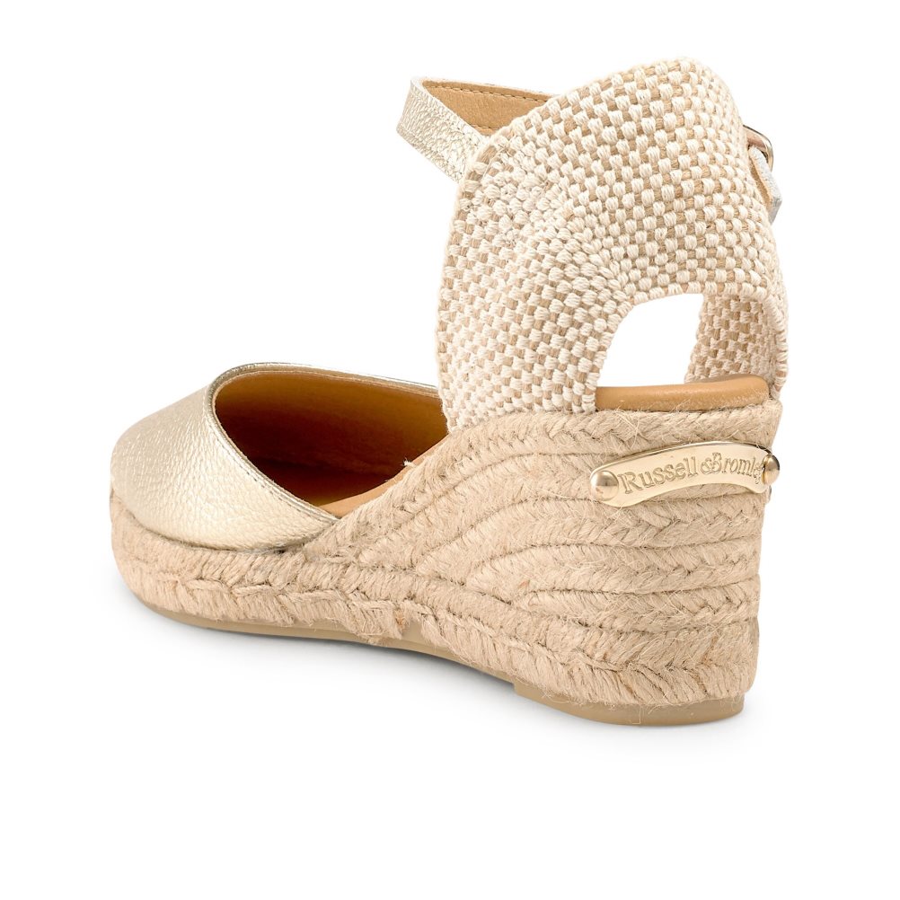Russell & Bromley Pineapple Square Tå Espadrille Kilklack Dam Guld | YJZUC-8207