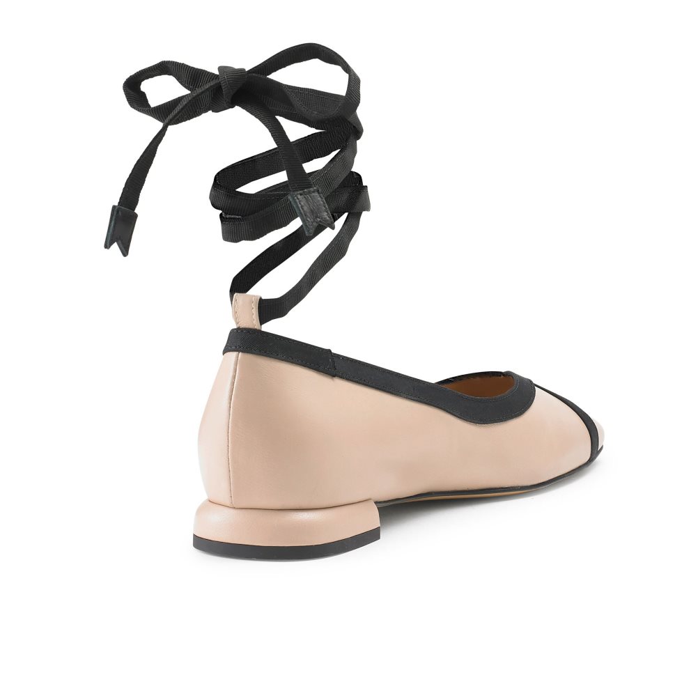 Russell & Bromley Pirouette Ankle Tie Ballerina Dam Beige | ACLTV-6317