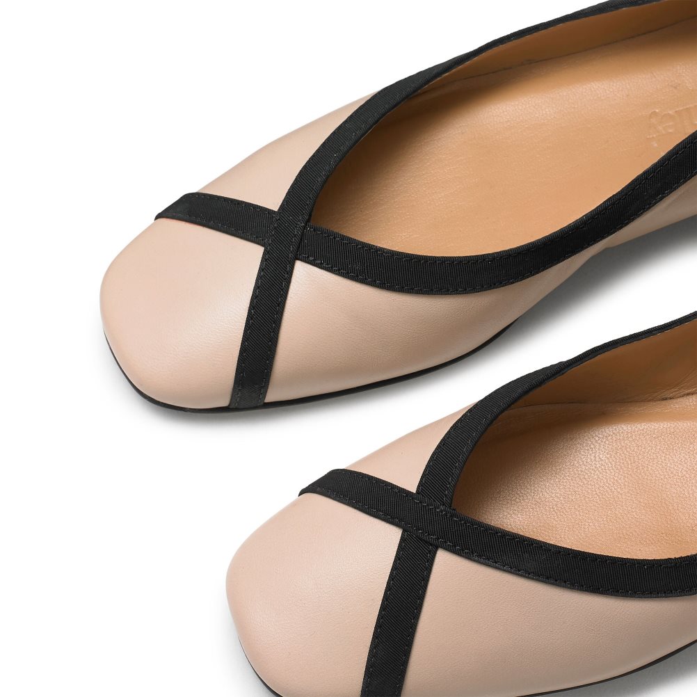 Russell & Bromley Pirouette Ankle Tie Ballerina Dam Beige | ACLTV-6317