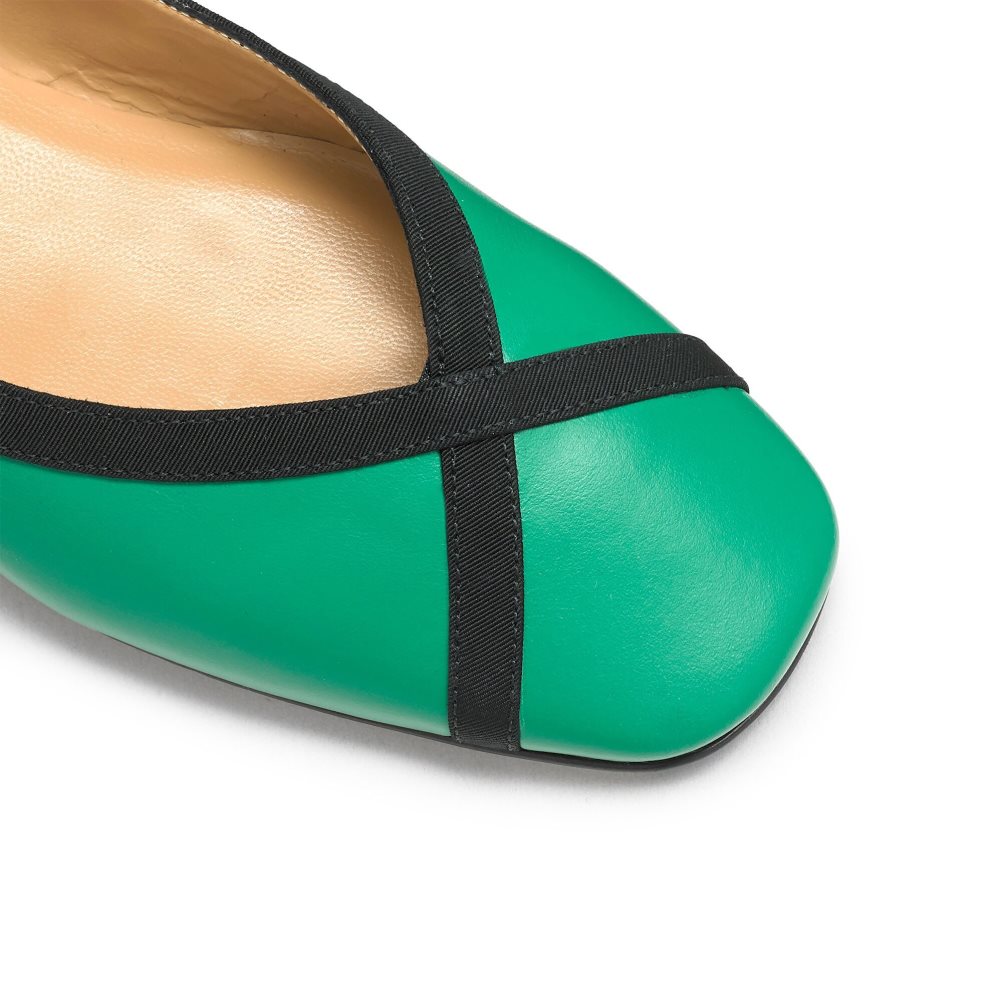 Russell & Bromley Pirouette Ankle Tie Ballerina Dam Gröna | LCRXF-1680