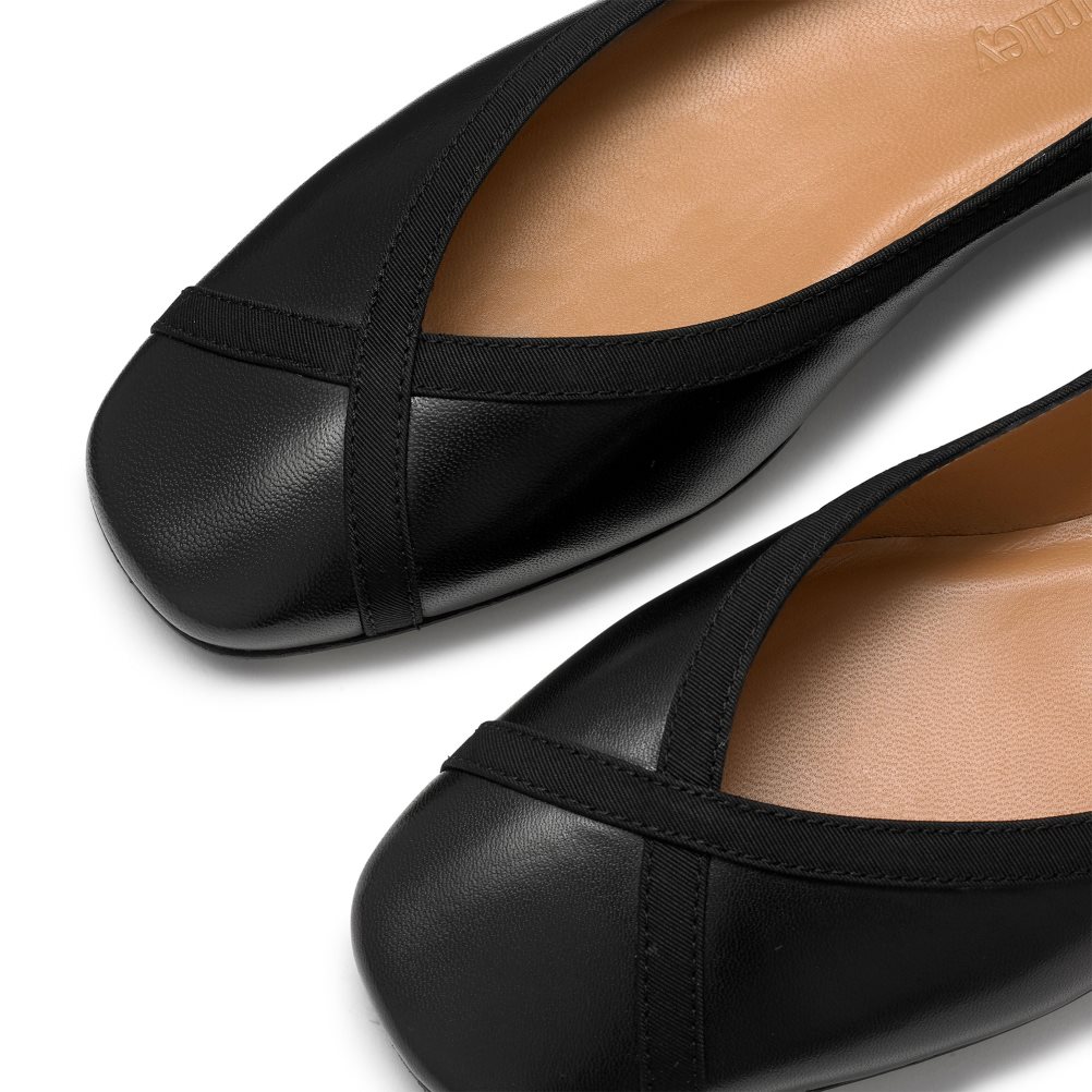 Russell & Bromley Pirouette Ankle Tie Ballerina Dam Svarta | ZJBFV-0379