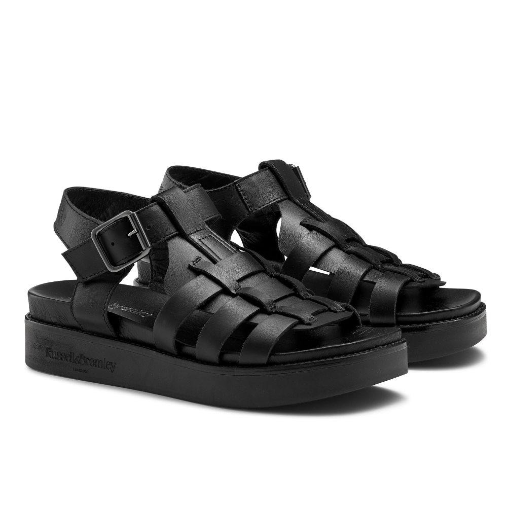 Russell & Bromley Portland Fisherman Platta Sandaler Dam Svarta | YTCMX-1563