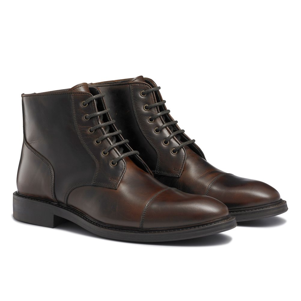 Russell & Bromley Portobello Tå-cap Spets Ankelboots Herr Mörkbruna | QNACK-4579
