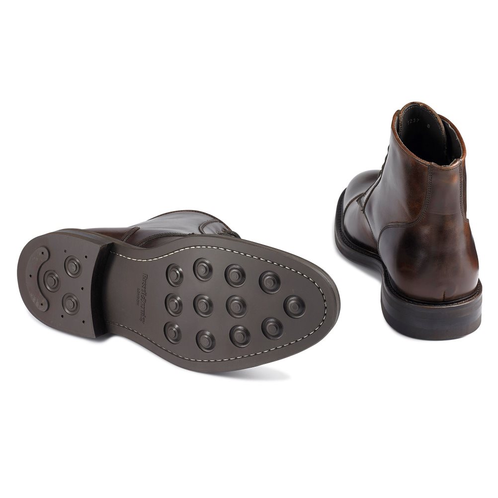 Russell & Bromley Portobello Tå-cap Spets Ankelboots Herr Mörkbruna | QNACK-4579
