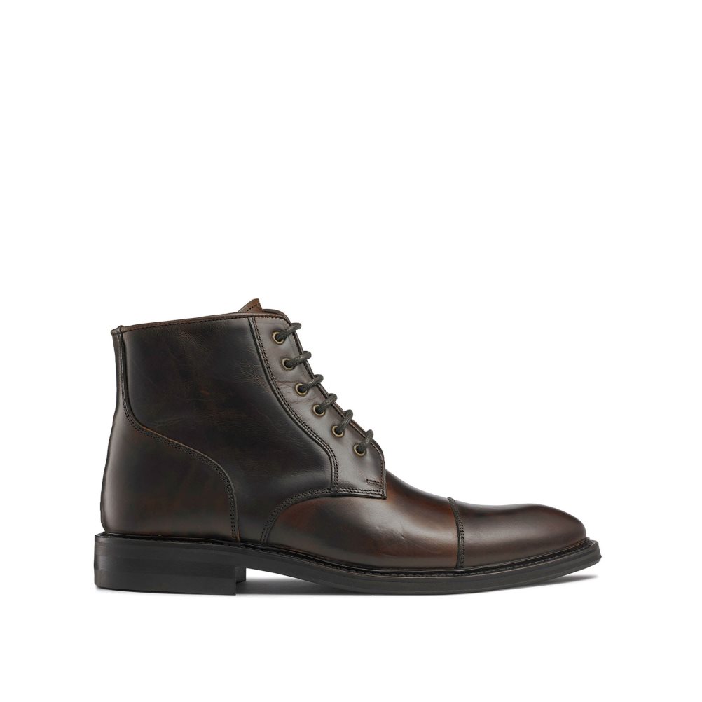 Russell & Bromley Portobello Tå-cap Spets Ankelboots Herr Mörkbruna | QNACK-4579