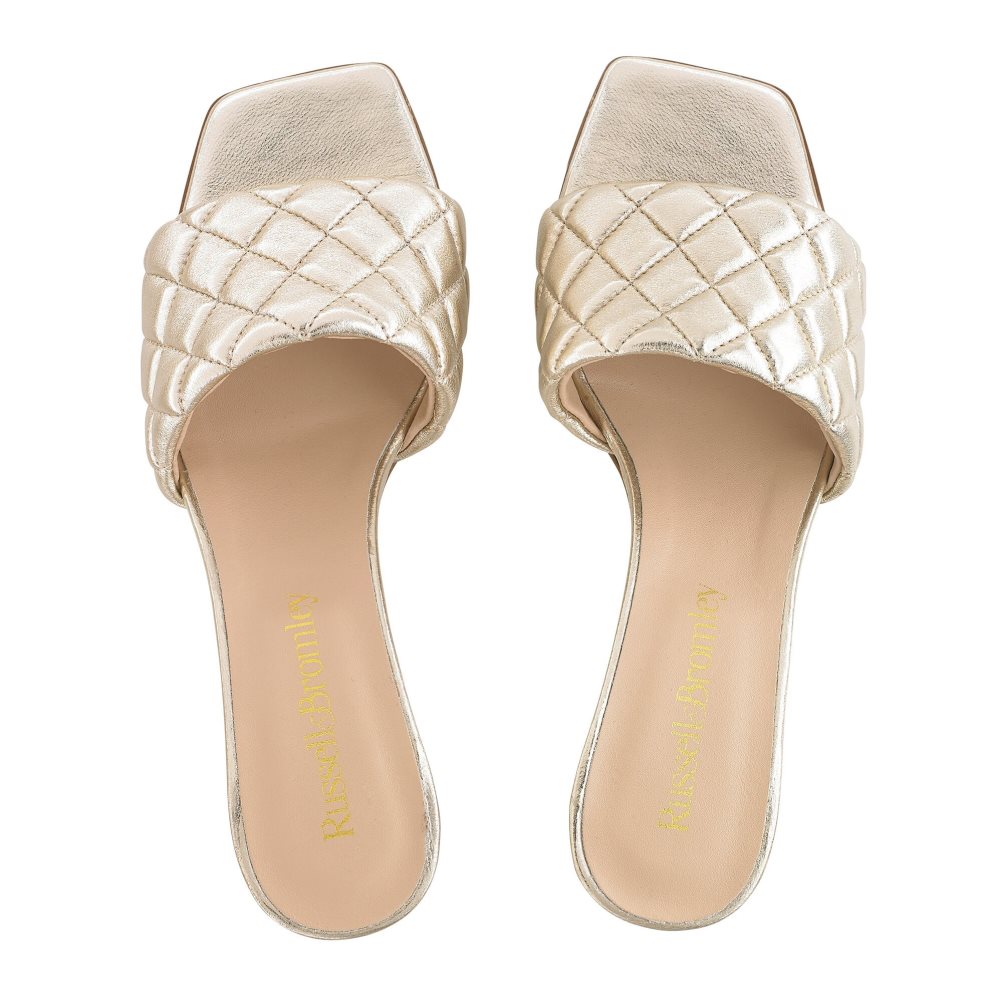 Russell & Bromley Quiltbloc Quilted Block Mules Skor Dam Guld | GQIBU-8263