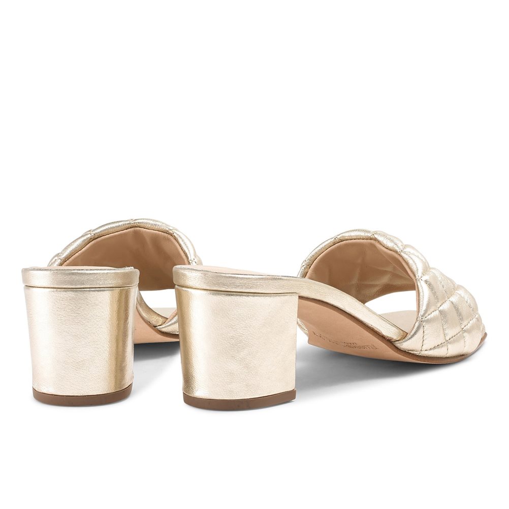 Russell & Bromley Quiltbloc Quilted Block Mules Skor Dam Guld | GQIBU-8263