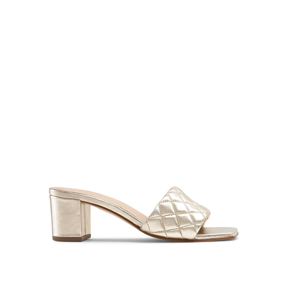 Russell & Bromley Quiltbloc Quilted Block Mules Skor Dam Guld | GQIBU-8263