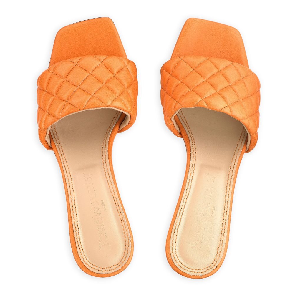 Russell & Bromley Quiltbloc Quilted Block Mules Skor Dam Orange | NRKHX-3569
