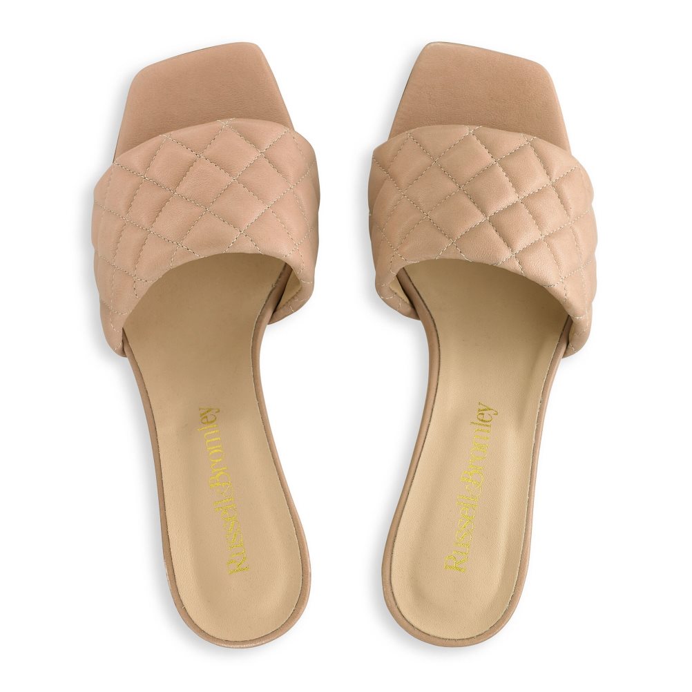 Russell & Bromley Quiltbloc Quilted Block Mules Skor Dam Ljusbruna | ORLXT-6395