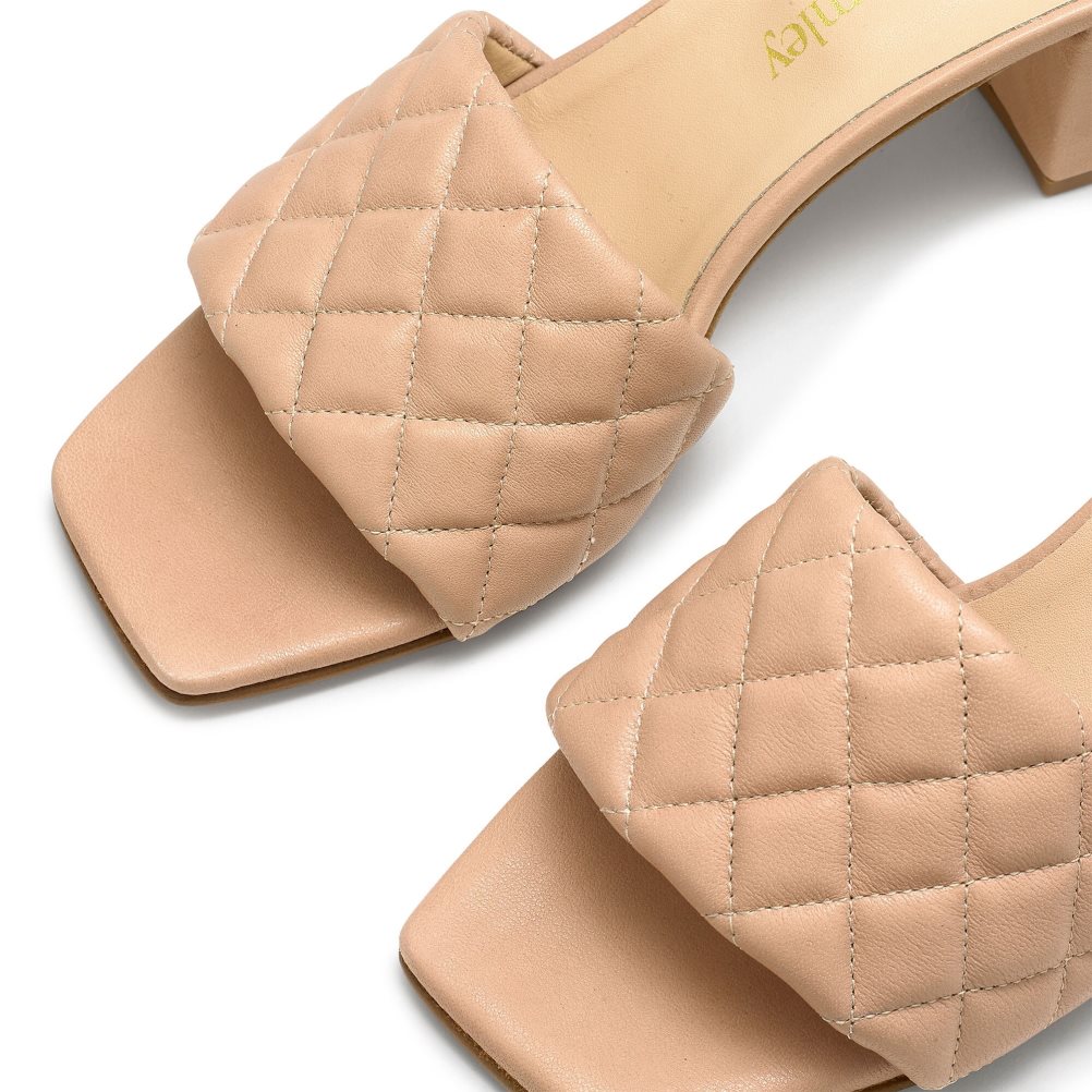 Russell & Bromley Quiltbloc Quilted Block Mules Skor Dam Ljusbruna | ORLXT-6395