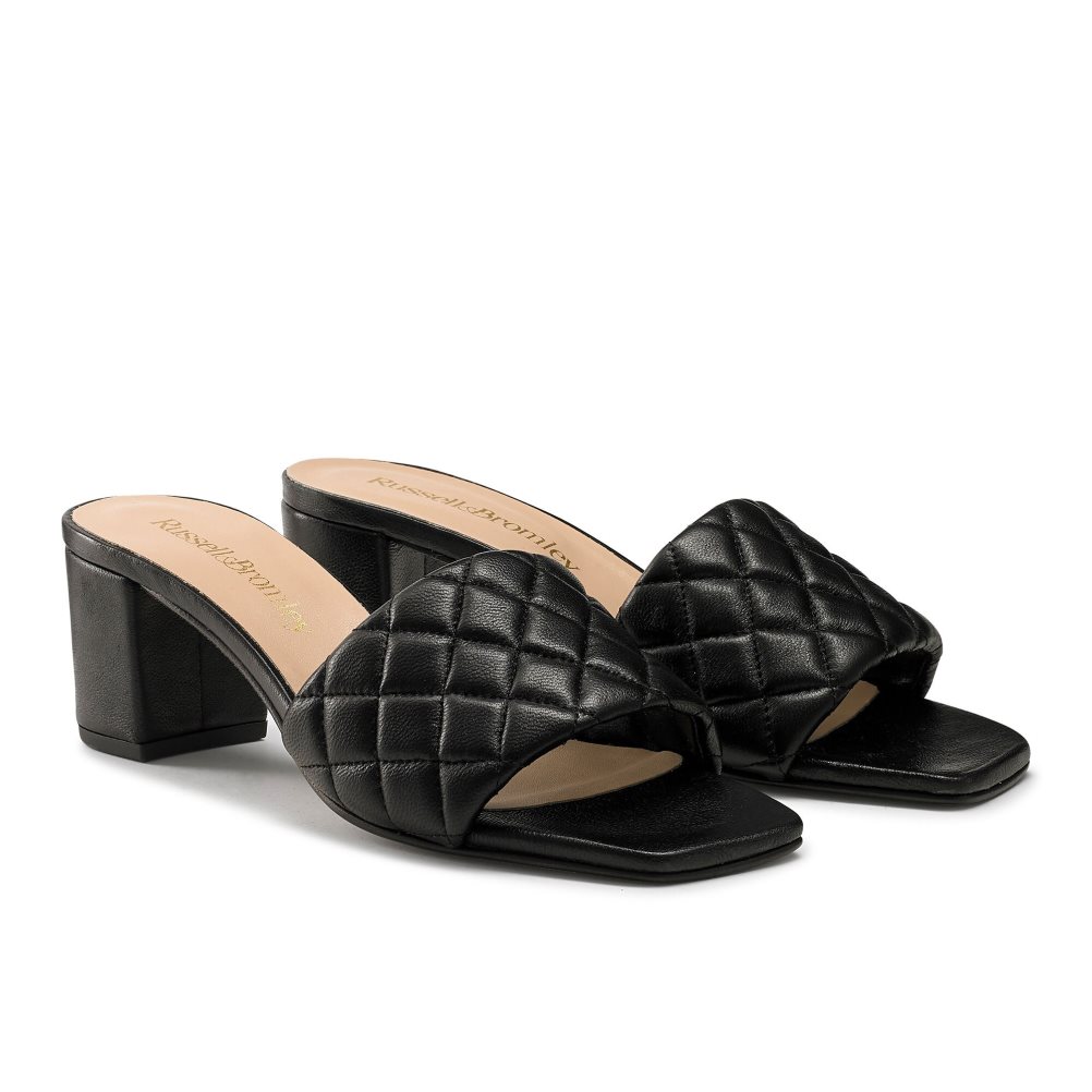 Russell & Bromley Quiltbloc Quilted Block Mules Skor Dam Svarta | WYOUF-2189
