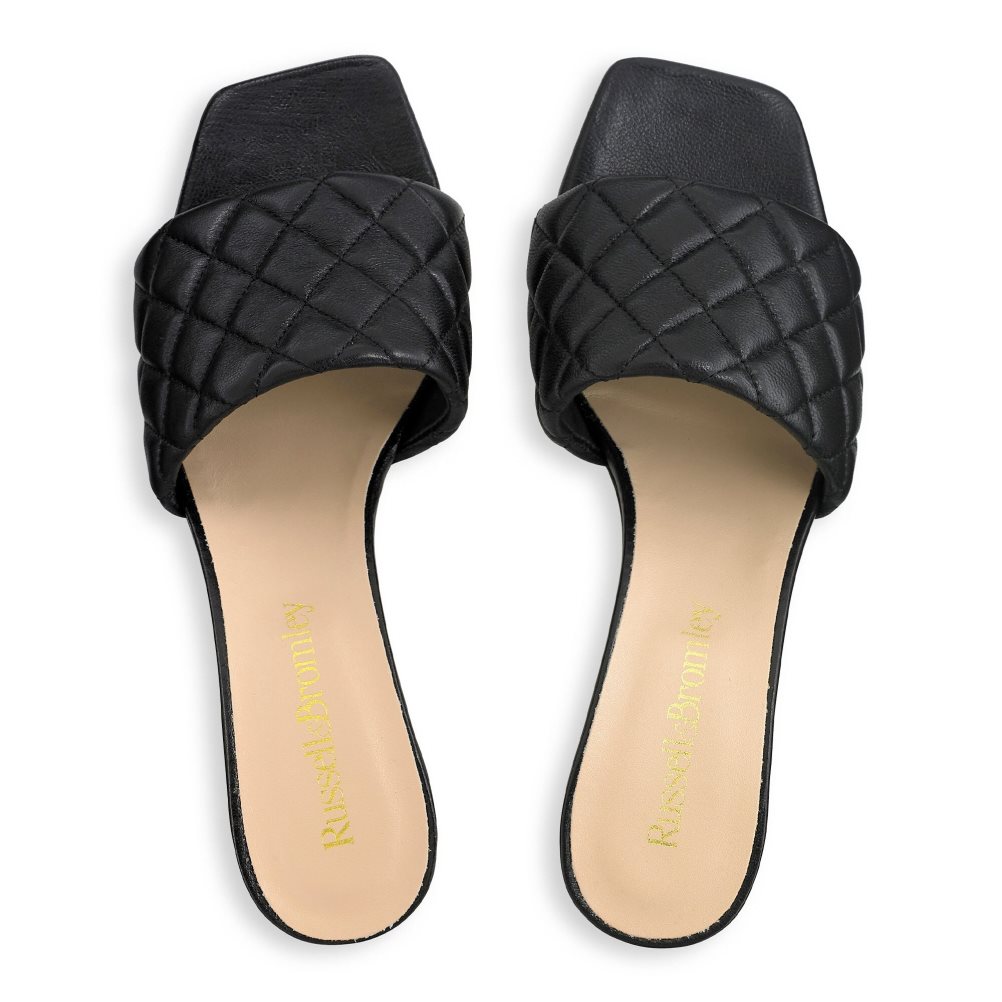 Russell & Bromley Quiltbloc Quilted Block Mules Skor Dam Svarta | WYOUF-2189