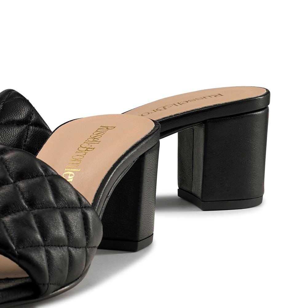 Russell & Bromley Quiltbloc Quilted Block Mules Skor Dam Svarta | WYOUF-2189