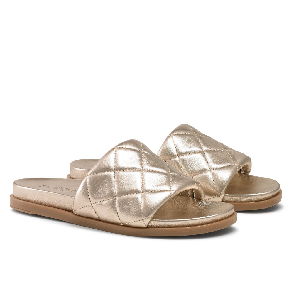 Russell & Bromley Quilted Badtofflor Dam Guld | JYRVH-3129