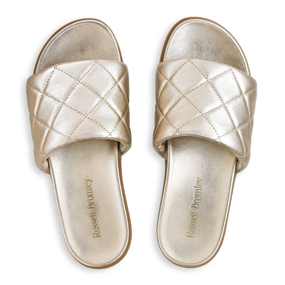Russell & Bromley Quilted Badtofflor Dam Guld | JYRVH-3129