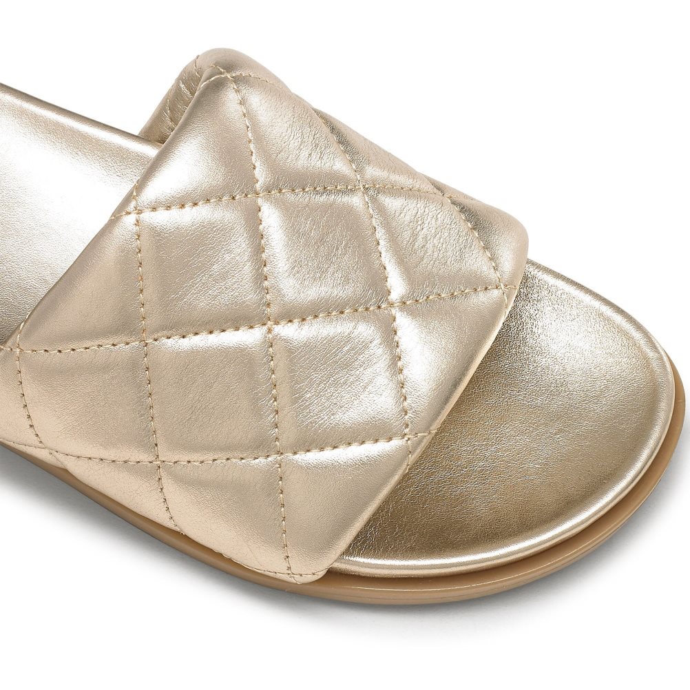 Russell & Bromley Quilted Badtofflor Dam Guld | JYRVH-3129