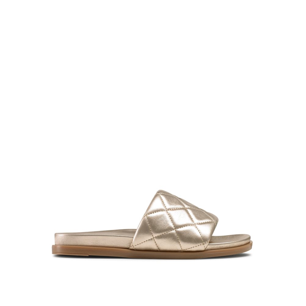 Russell & Bromley Quilted Badtofflor Dam Guld | JYRVH-3129