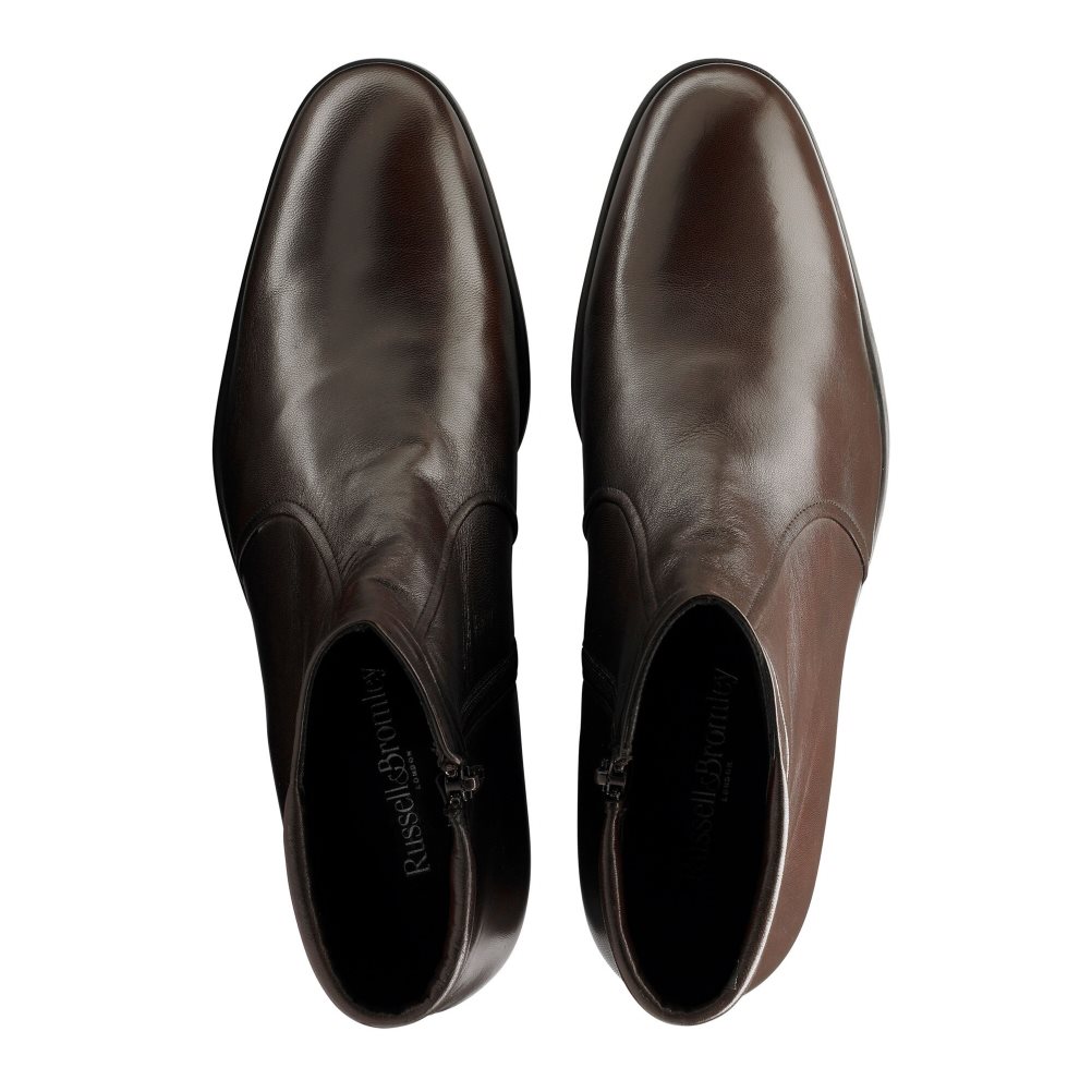 Russell & Bromley Repeat Zip Ankelboots Herr Choklad | XGVKQ-6325