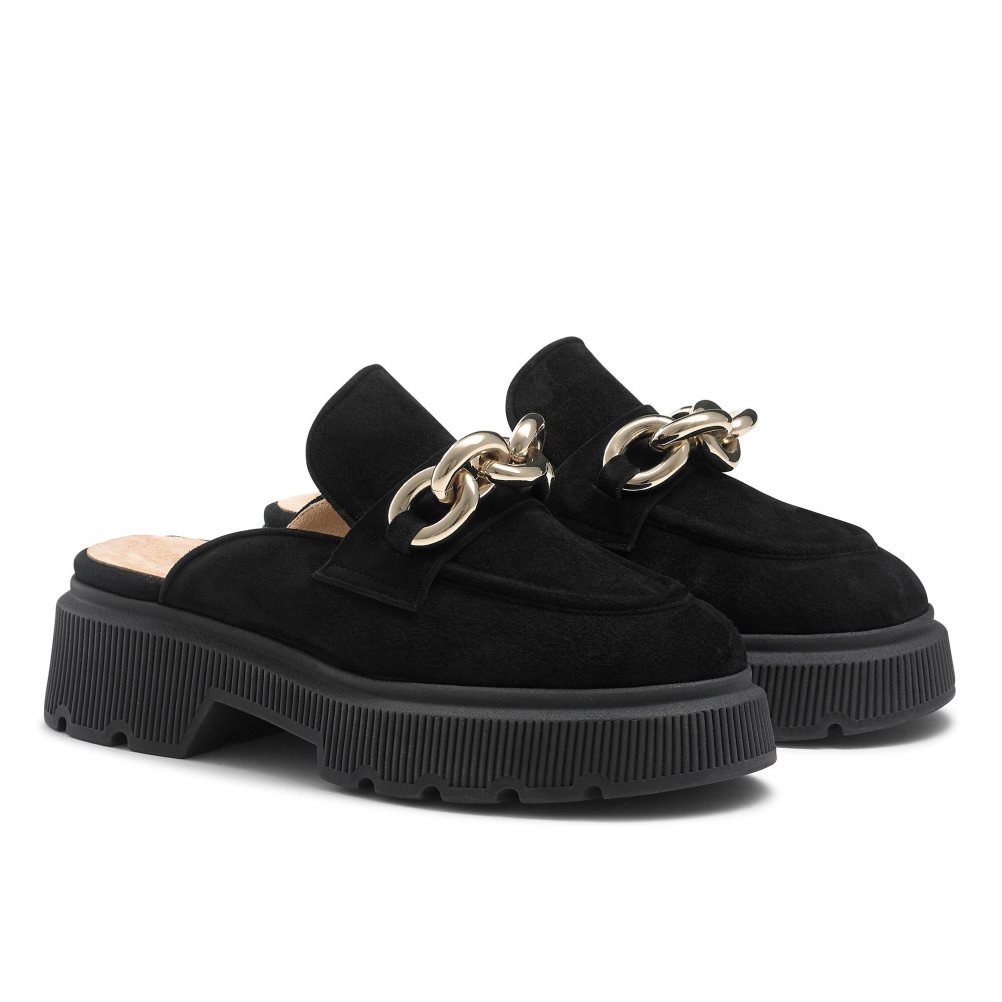 Russell & Bromley Ringback Backless Loafers Dam Svarta | PENQI-4361