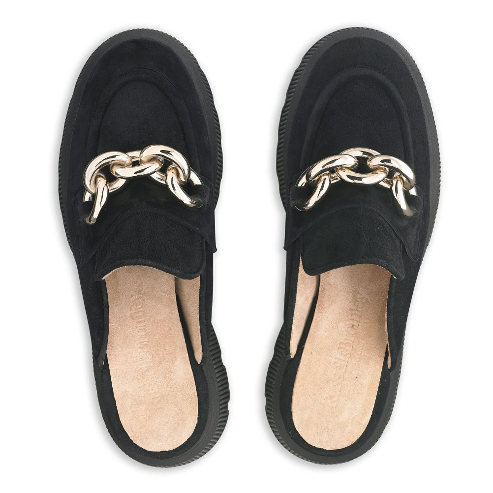 Russell & Bromley Ringback Backless Loafers Dam Svarta | PENQI-4361