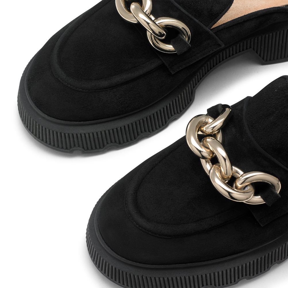 Russell & Bromley Ringback Backless Loafers Dam Svarta | PENQI-4361