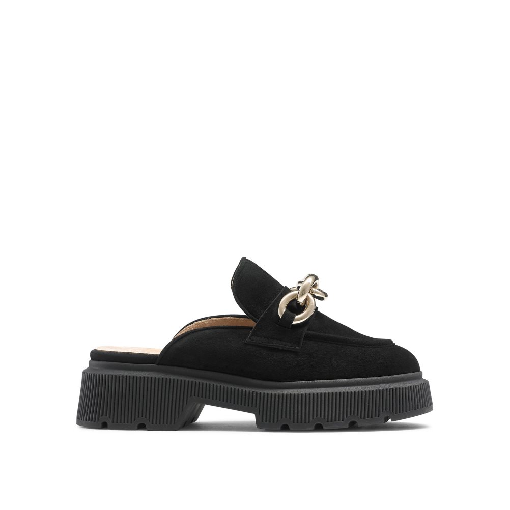 Russell & Bromley Ringback Backless Loafers Dam Svarta | PENQI-4361