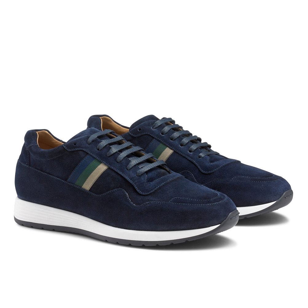 Russell & Bromley Run Time Luxury Sneakers Herr Marinblå | YBUCA-5024