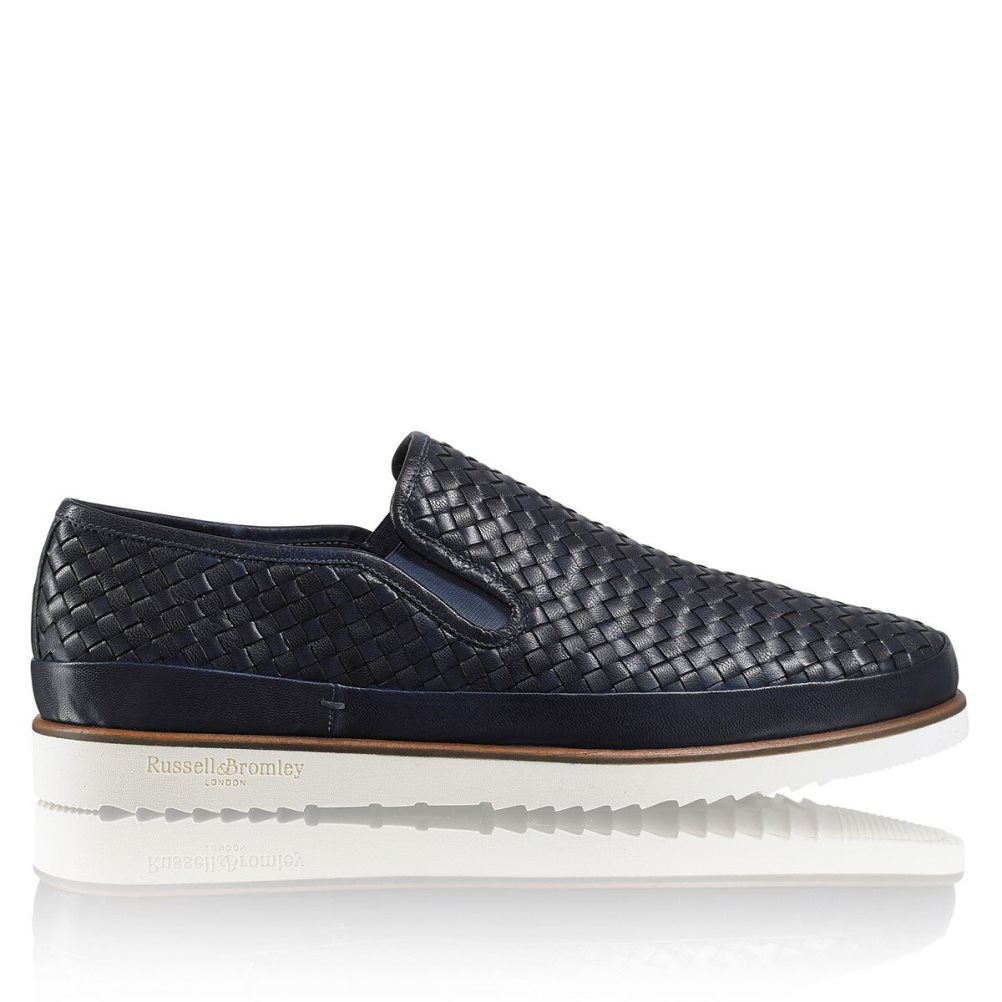 Russell & Bromley Sanmarino Slip-on Sneakers Herr Marinblå | FVATI-7365
