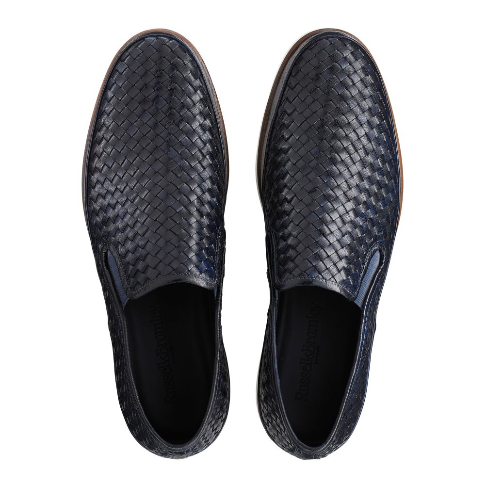 Russell & Bromley Sanmarino Slip-on Sneakers Herr Marinblå | FVATI-7365