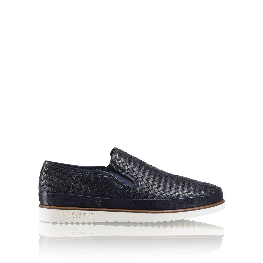Russell & Bromley Sanmarino Slip-on Sneakers Herr Marinblå | FVATI-7365