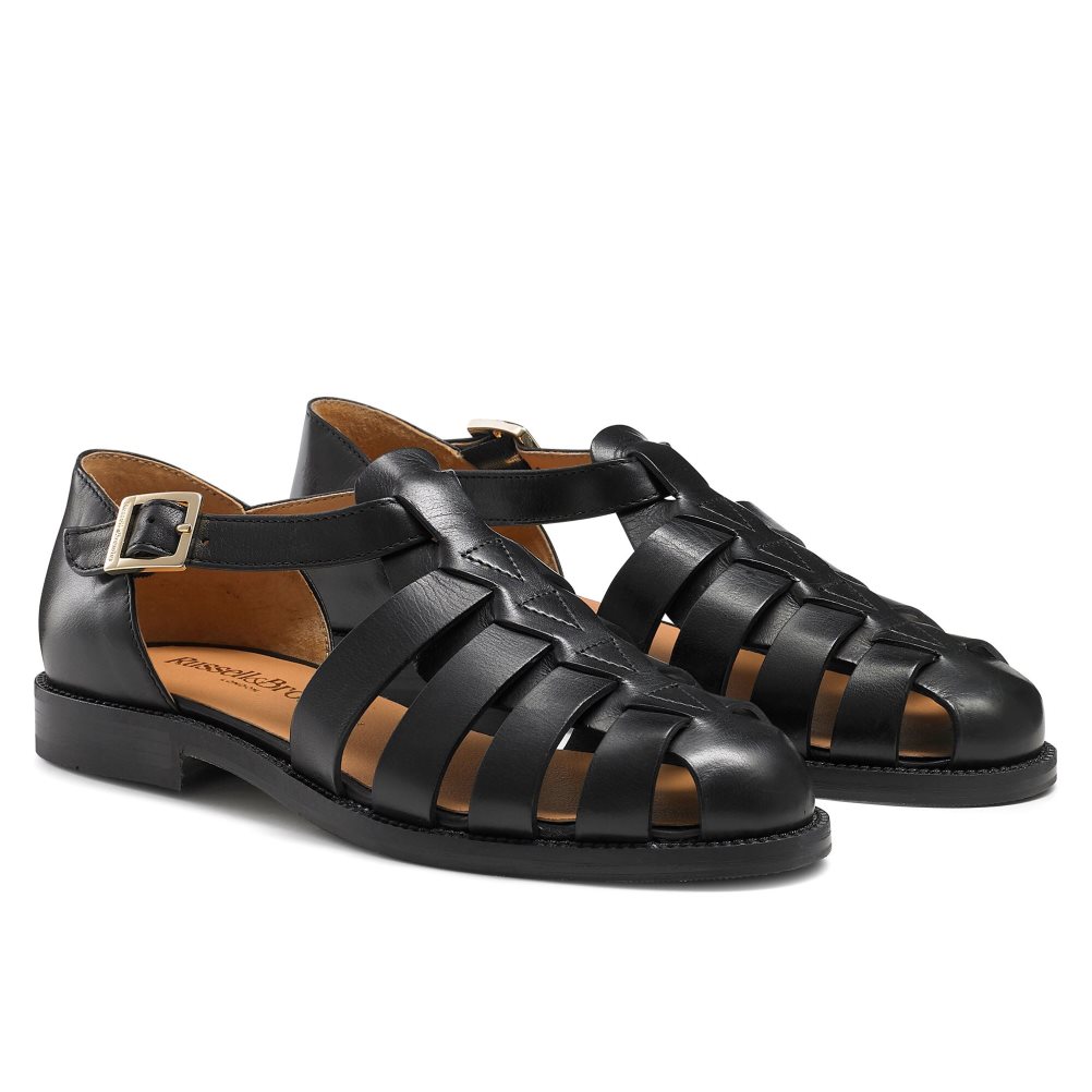 Russell & Bromley Siracuse Fisherman Platta Sandaler Dam Svarta | XJVSR-7063