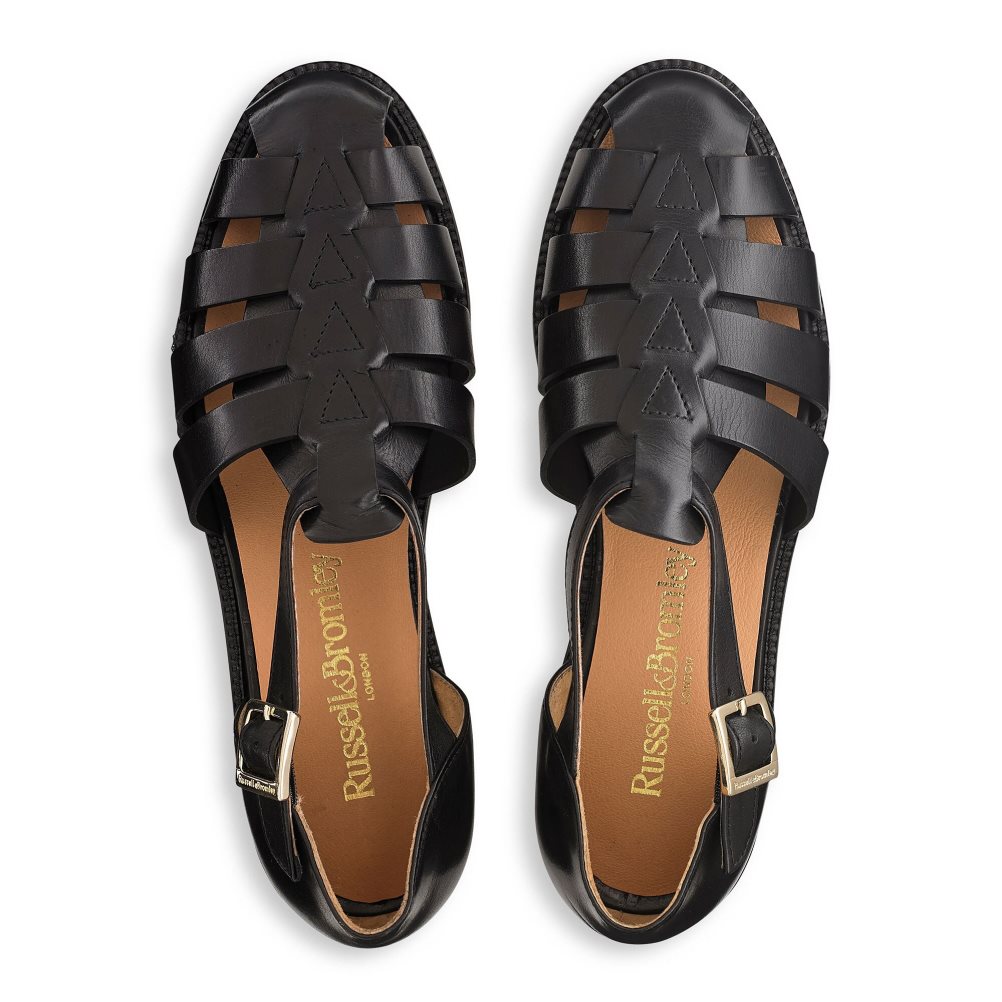 Russell & Bromley Siracuse Fisherman Platta Sandaler Dam Svarta | XJVSR-7063