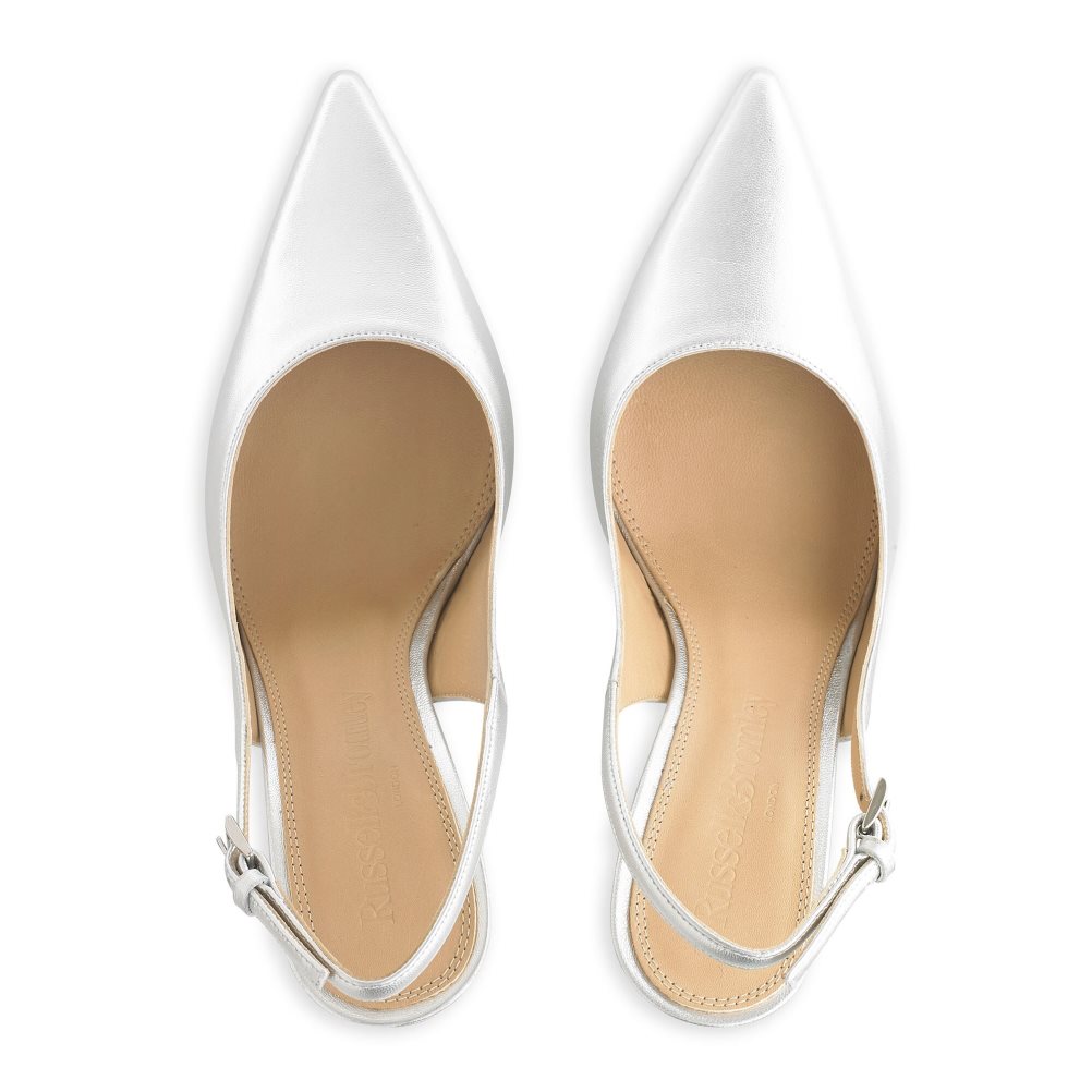 Russell & Bromley Slingback Point Pumps Dam Silver | KVNZA-2791