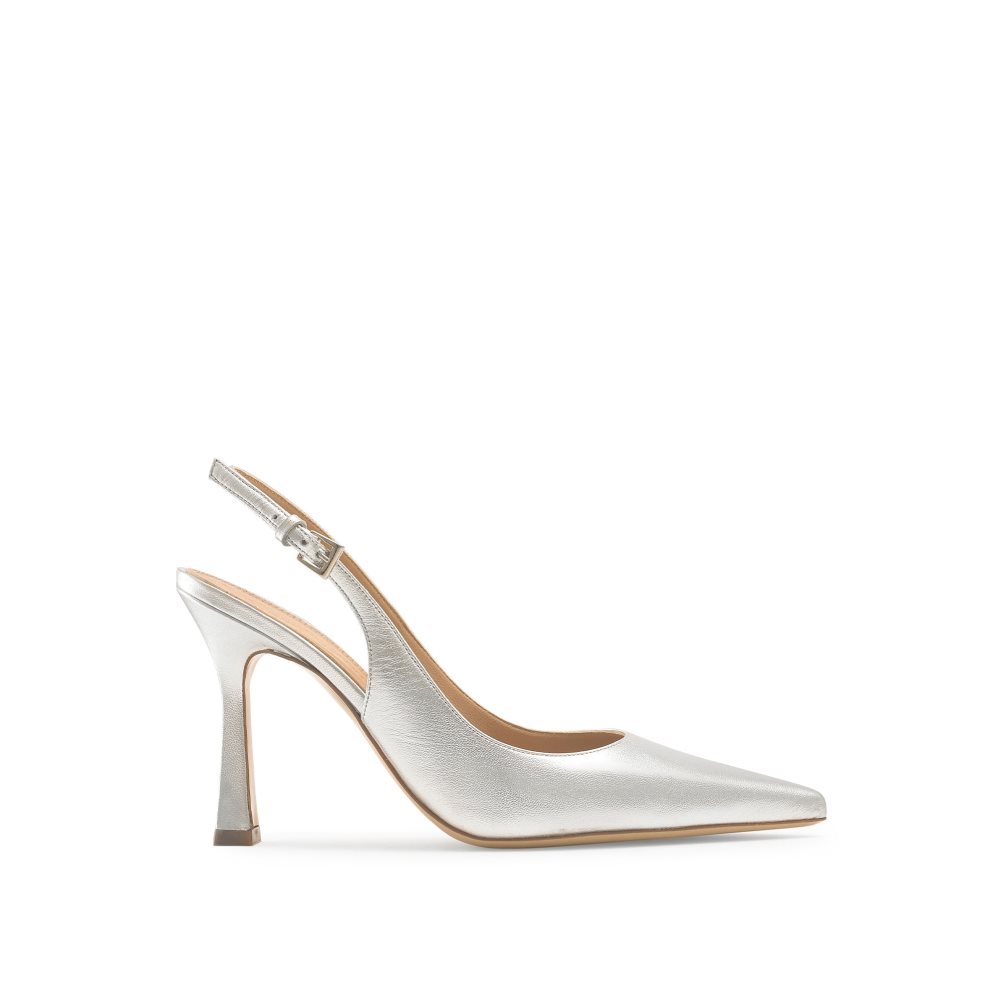 Russell & Bromley Slingback Point Pumps Dam Silver | KVNZA-2791