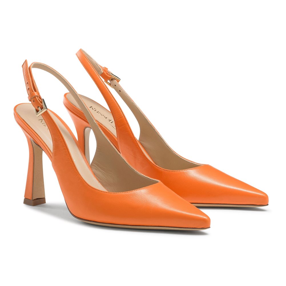 Russell & Bromley Slingback Point Pumps Dam Orange | VXGEU-4961