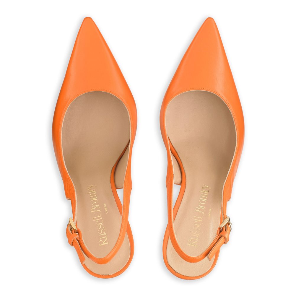 Russell & Bromley Slingback Point Pumps Dam Orange | VXGEU-4961