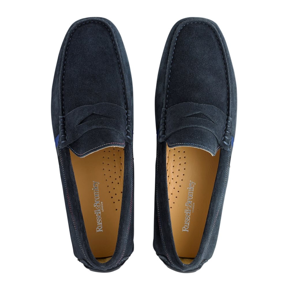Russell & Bromley Soft Wear Driving Formella Skor Herr Marinblå | HTWVX-1368