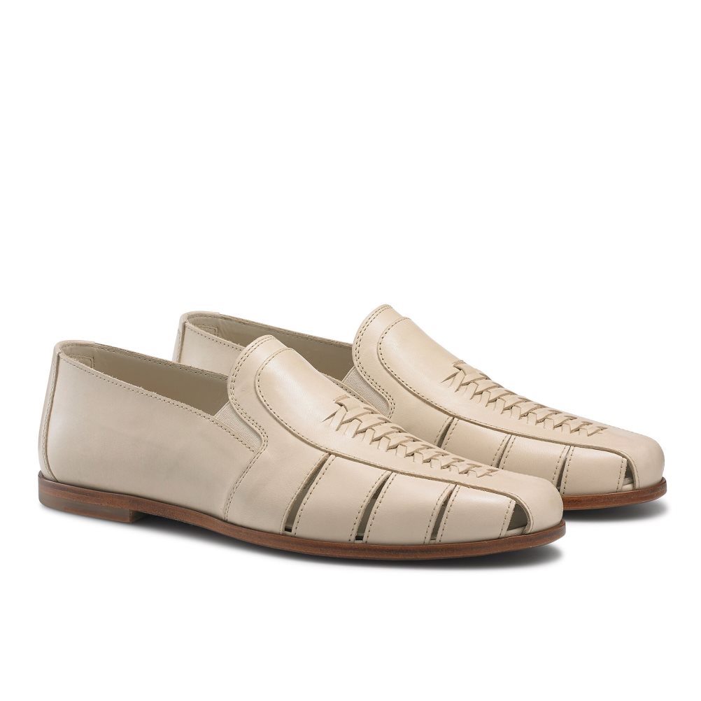 Russell & Bromley Southend Weave Detail Slip On Casual Skor Herr Beige | NDMCI-5028